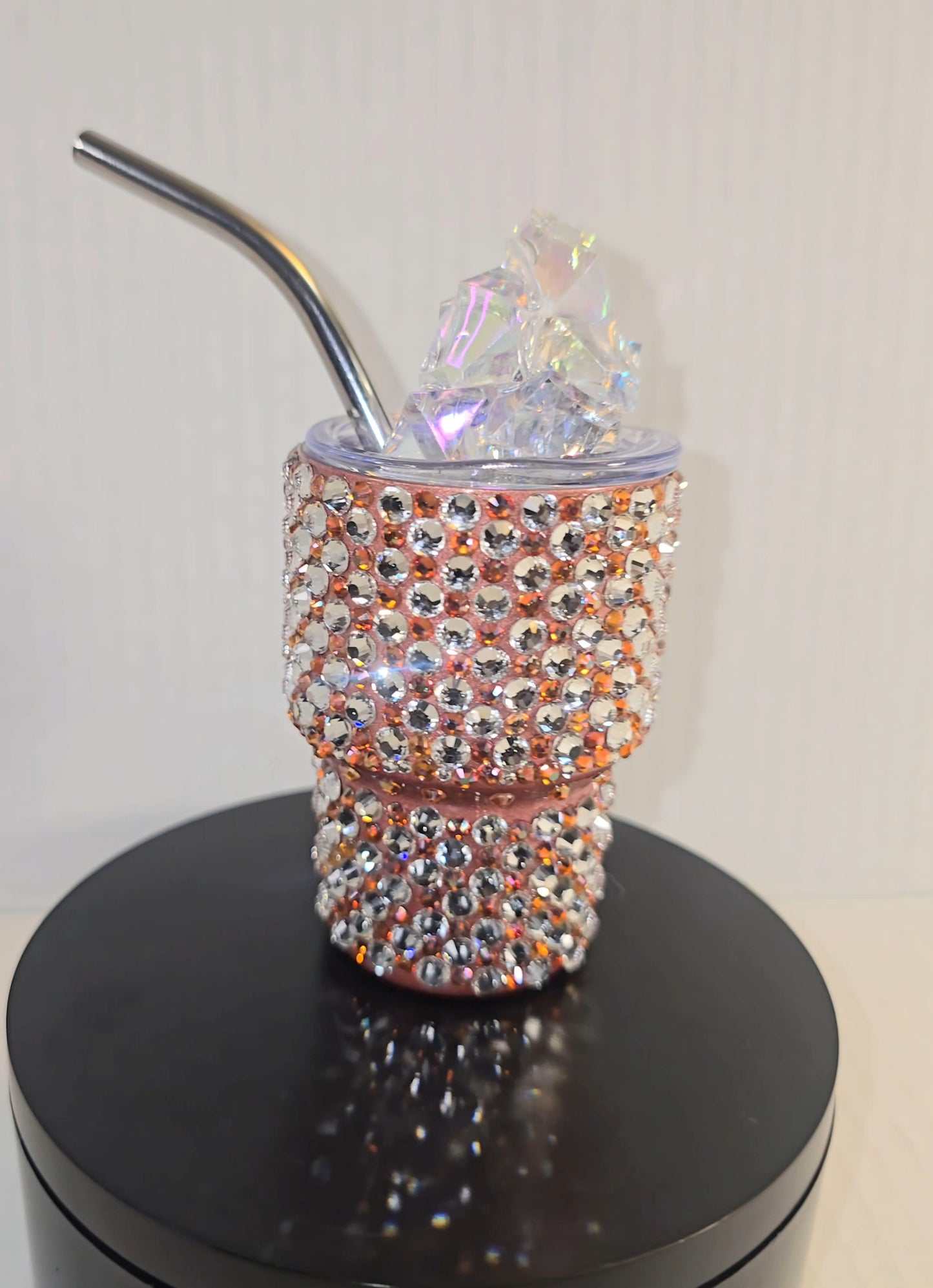Golden Ember Luxe Mini Tumbler – 3oz Copper Crystal Statement Cup
