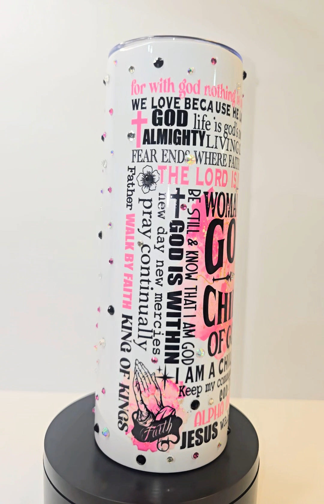 Woman of God Statement Tumbler – Light Crystal Accent Edition