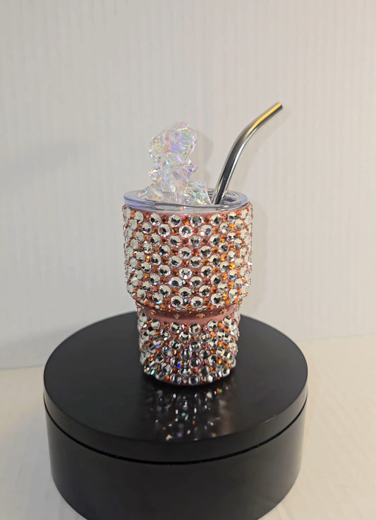 Golden Ember Luxe Mini Tumbler – 3oz Copper Crystal Statement Cup