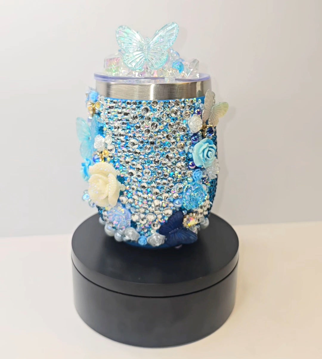 Icy Butterfly Garden – Luxury Rhinestone Tumbler