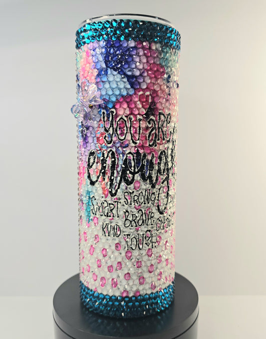 You Are Enough Statement Piece – 20oz Hand-Embellished Rhinestone Tumbler