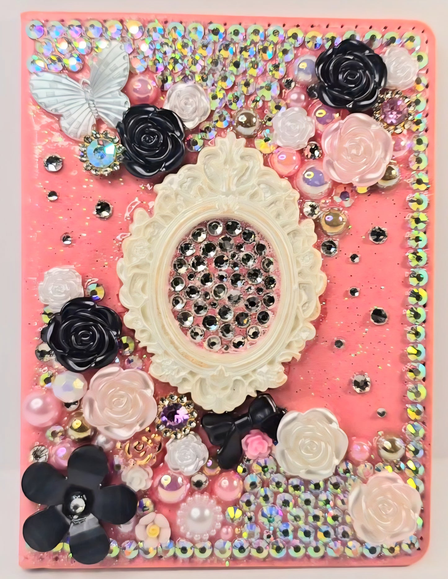 Luxury Bling Passport Cover – Pink Floral Rhinestone Travel Case (Handmade)