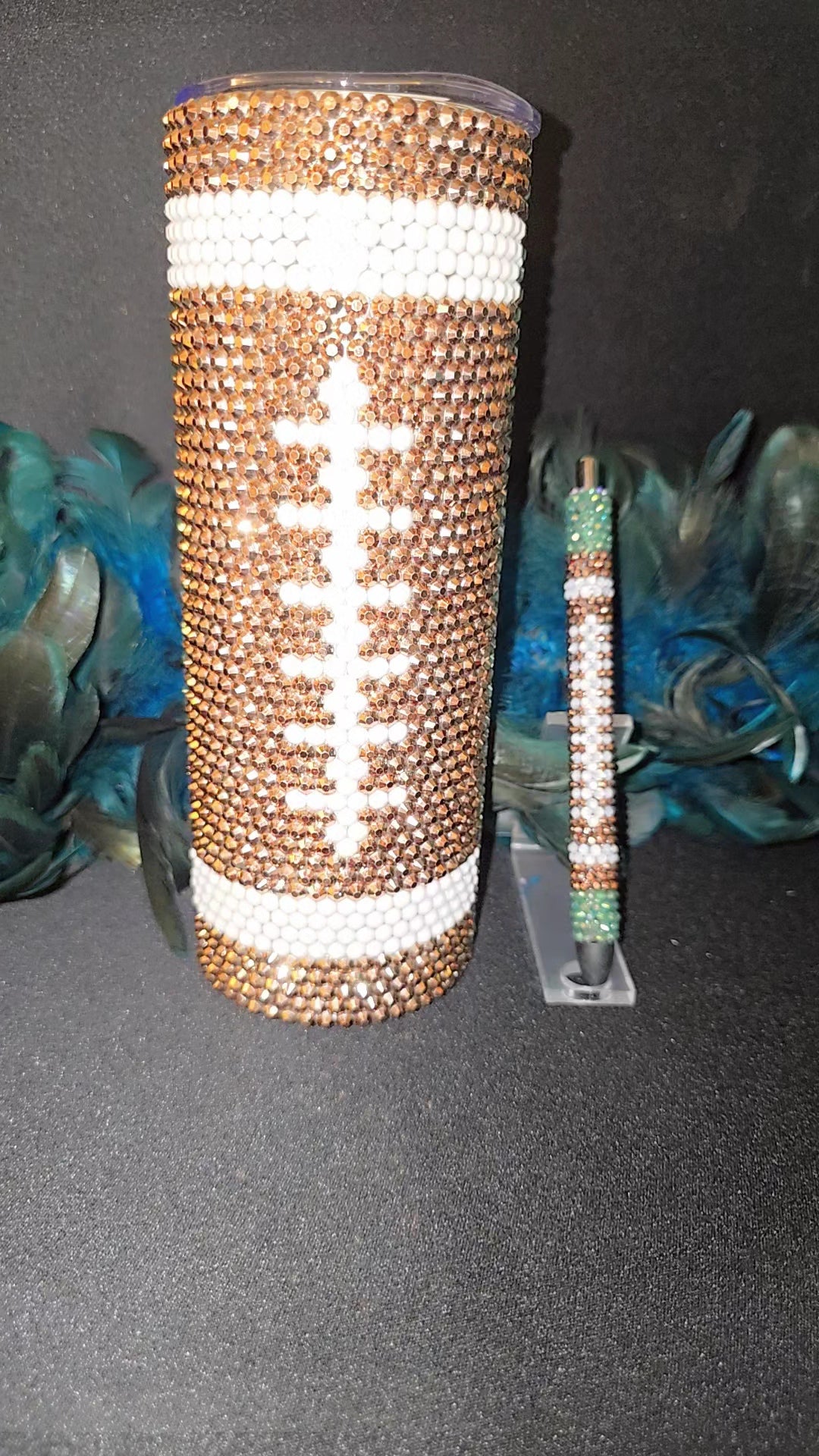 Football "Game Day" Rhinestone Tumbler & Pen Set