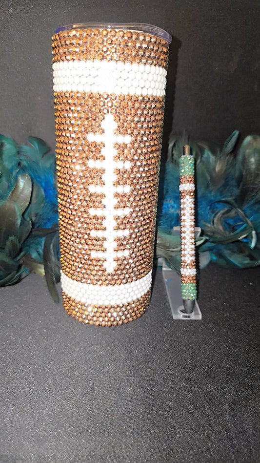 Football "Game Day" Rhinestone Tumbler & Pen Set
