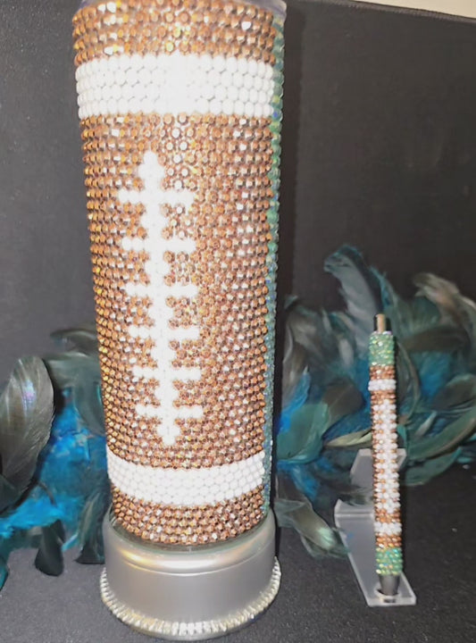Football "Game Day" Rhinestone Tumbler & Pen Set